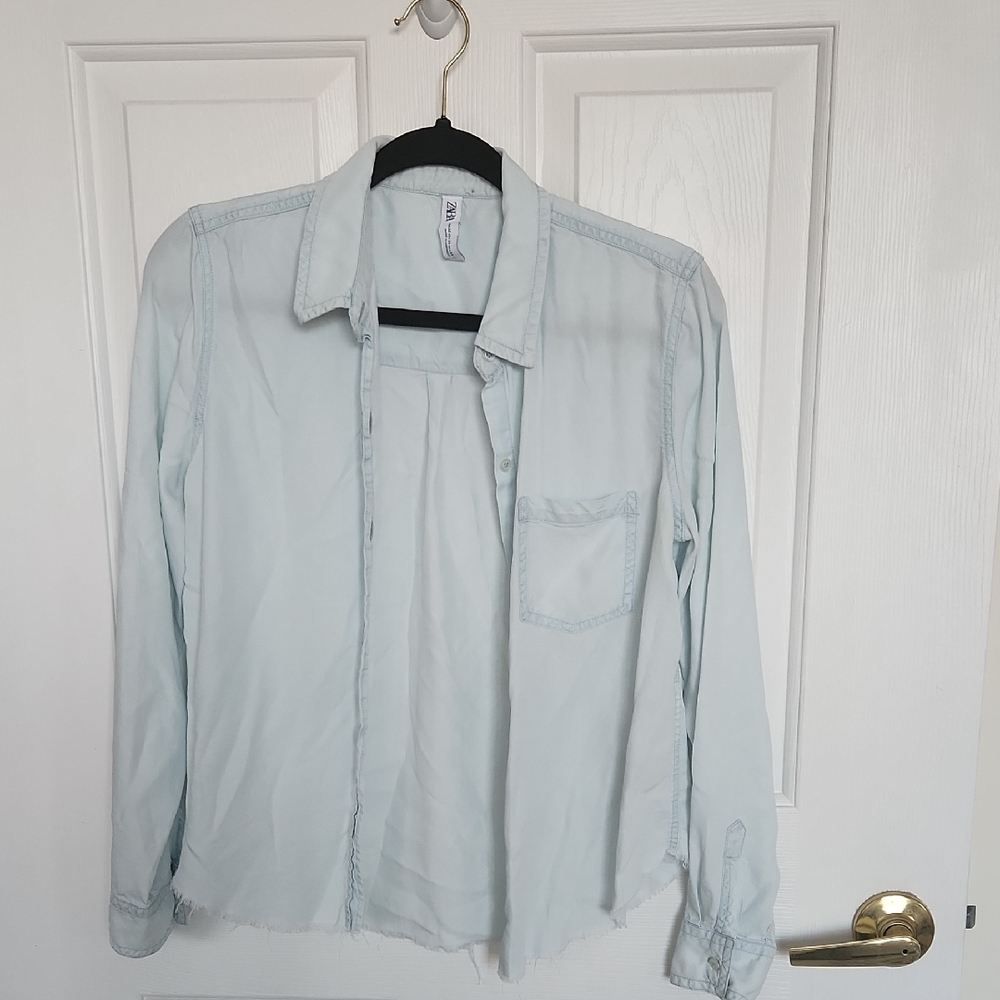 Zara Sky Blue Collared Shirt
